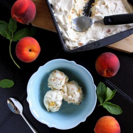 No-Churn Roasted Peach Ice Cream - Recipe photo by smallkitchenchronicles