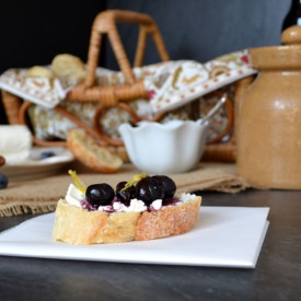 Blueberry Goat Cheese Crostini - Recipe photo by LemonyThyme