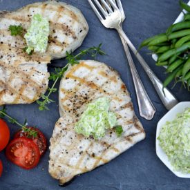 Swordfish with Lima Bean Butter - Recipe photo by LemonyThyme