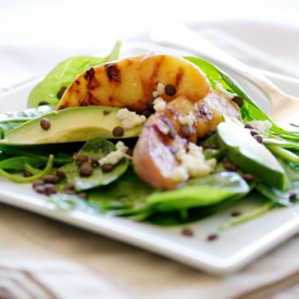 Grilled Peach Salad with Lentils - Recipe photo by pixelsandcrumbs
