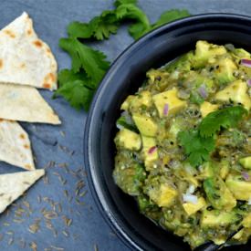Fire Roasted Tomatillo Guacamole - Recipe photo by LemonyThyme