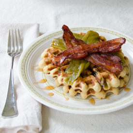 Masa Waffles w/ Green Chile & Bacon - Recipe photo by dailywaffle