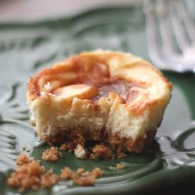 Caramel Swirl Mini Cheesecakes - Recipe photo by barefeetinthekitchen
