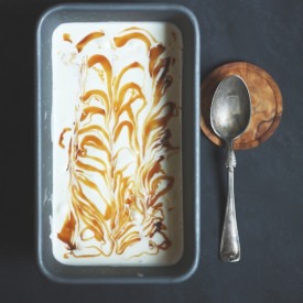 Sour Cream Caramel Swirl Ice Cream - Recipe photo by Set the Table
