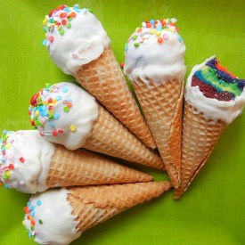 Rainbow Ice Cream Cone Cake Bites - Recipe photo by sugarswings