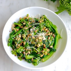Broccoli Rabe with Pine Nuts - Recipe photo by newsouthfoodco