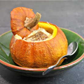 Savory Bread Pudding Pumpkin Tureen - Recipe photo by PinchandSwirl
