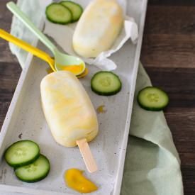 Yogurt Cucumber Ice Pops with Mango - Recipe photo by coconutandvanilla