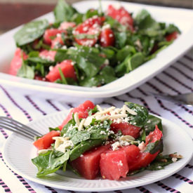 Watermelon Salad w/ Spinach & Feta - Recipe photo by FashionEdible