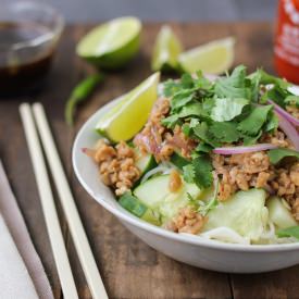 Thai Larb Noodle Salad - Recipe photo by luminousvegans