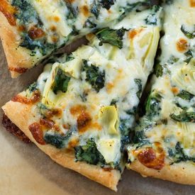 Spinach Artichoke Pizza - Recipe photo by cooking classy