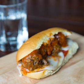 Bruschetta Meatball Subs - Recipe photo by dinnersdishesanddesserts