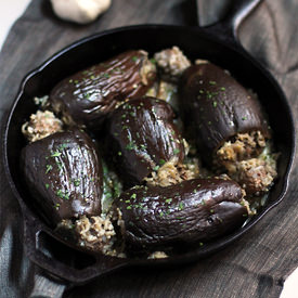 Meat & Rice Stuffed Baby Eggplants - Recipe photo by busyinbrooklyn