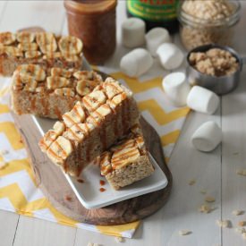 Bananas Foster Rice Krispie Treats - Recipe photo by Baking a Moment