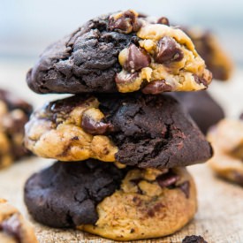 Black & White Choc Chip Cookies - Recipe photo by Averie
