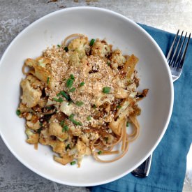 Cauliflower Anchovy & Raisin Pasta - Recipe photo by PinchandSwirl