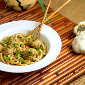 Asian Spaghetti & Meatballs - Recipe photo by The Midnight Baker