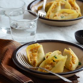 Savory Pumpkin + Cheese Stuffed She - Recipe photo by AnEdibleMosaic