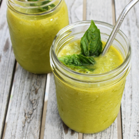 Peach-Basil Smoothie w/ Cucumber - Recipe photo by Gluten Free Blondie