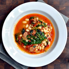 Beans with Kale and Linguiça - Recipe photo by PinchandSwirl