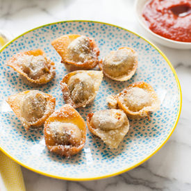 Pesto Caprese Fried Wontons - Recipe photo by thelittlekitchen