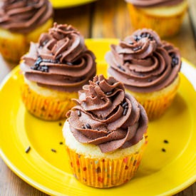 Yellow Cupcakes with Choc Frosting - Recipe photo by Averie