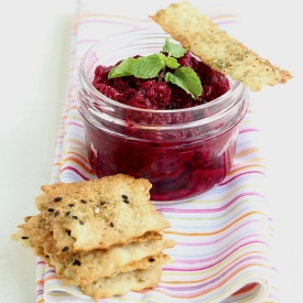 Lavash Crackers w/ Tahini Beet Dip - Recipe photo by easyfoodsmith
