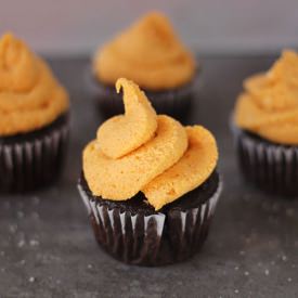 Chocolate Cupcakes w/ Pumpkin - Recipe photo by cookingforkeeps