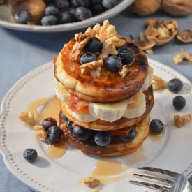 Bacon-Banana-Blueberry Pancakes - Recipe photo by bettyskitchen.nl