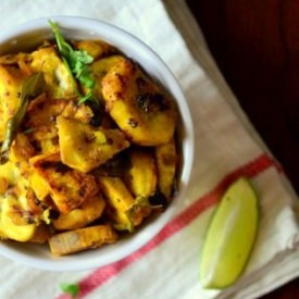 Plantain StirFry-Coriander Parathas - Recipe photo by arcsfoodparadise