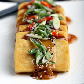 Panisse with Garlic-Ginger Sauce - Recipe photo by olivesfordinner