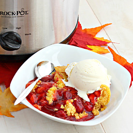 Cherry Cobbler in the Slow Cooker - Recipe photo by Kitchen Simmer