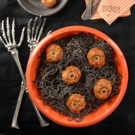 Diablo Eyeballs & Black Bean Pasta - Recipe photo by boulderlocavore