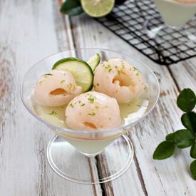 Lime Coconut Jelly with Lychees - Recipe photo by Anncoo