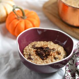 Pumpkin Spice Steel-Cut Oats - Recipe photo by thegreatist