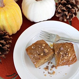 Applesauce Spice Cake with Caramel - Recipe photo by A Little Claireification