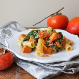 Persimmon Arugula Pasta - Recipe photo by the little epicurean