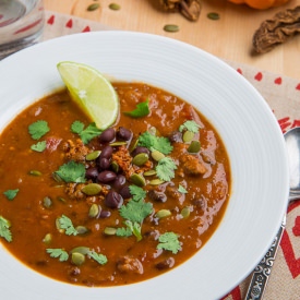 Pumpkin Chorizo and Black Bean Soup - Recipe photo by closetcooking