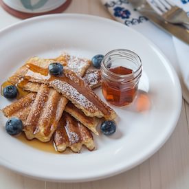 Waffles Maple Syrup and Fruit - Recipe photo by food and tools