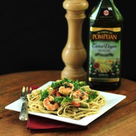 Shrimp and Linguini Olio - Recipe photo by noshingwiththenolands