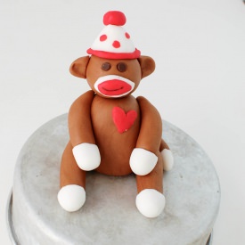 Fondant Sock Monkey Cake Topper - Recipe photo by Heathers Sweets And Treats