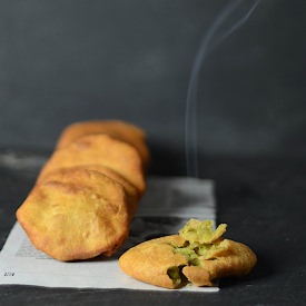 Edamame Stuffed Fried Indian Bread - Recipe photo by abrowntable