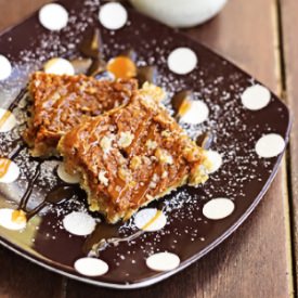 Salted Caramel Pumpkin Oatmeal Bars - Recipe photo by SweetTMakes3