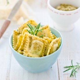 Pumpkin Ravioli with Pepita Pesto - Recipe photo by WellBella