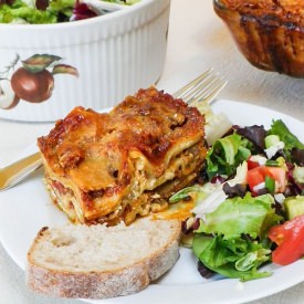 Three Cheese Lasagna w/Meat Sauce - Recipe photo by webicurean