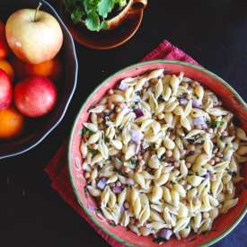 Warm Lemon Basil Pasta Salad - Recipe photo by TheCheerfulKitchen