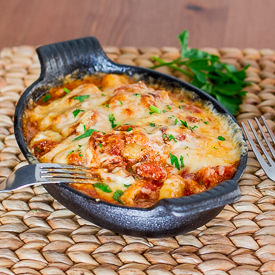 Gnocchi with Bacon, Tomato Sauce - Recipe photo by jocooks