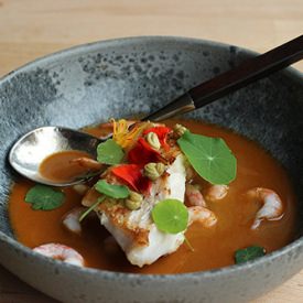Rose Fish on Smoked Shrimp Bisque - Recipe photo by GASTROmad