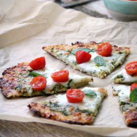 Cauliflower Crust Pesto Pizza - Recipe photo by K.abc