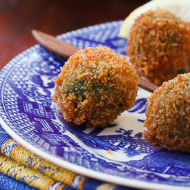 Fried Olives with Salami Stuffing - Recipe photo by The Garum Factory